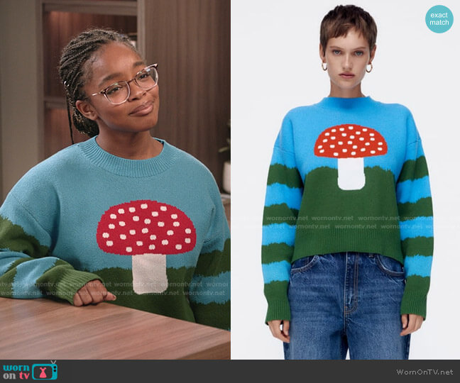 Zara Silk Sweater worn by Diane Johnson (Marsai Martin) on Black-ish