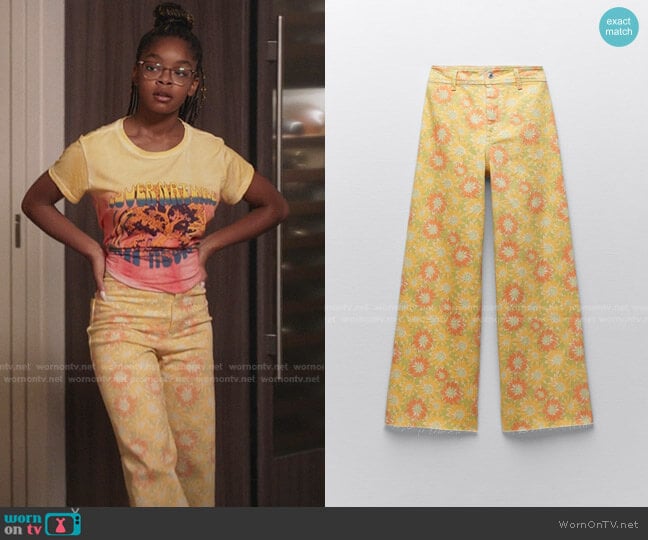 Zara The Marine Straight Jeans worn by Diane Johnson (Marsai Martin) on Black-ish