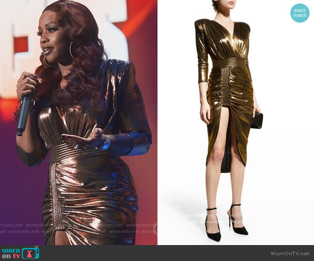 Zhivago Ziggy Gathered Metallic Midi Dress