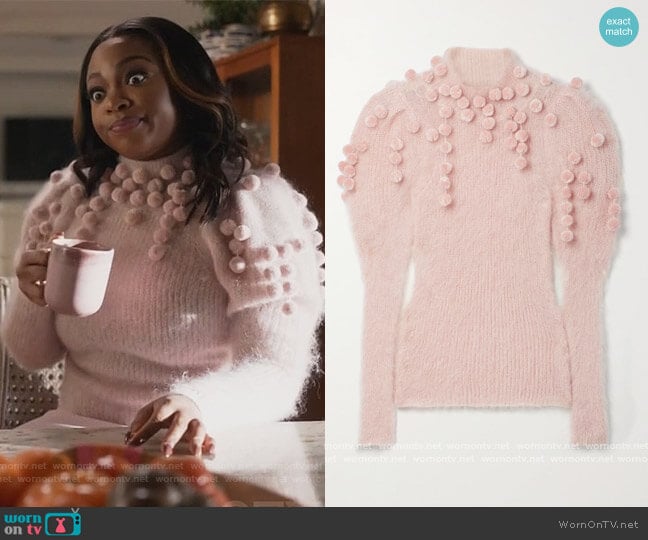 Zimmermann Concert pompom-embellished mohair and silk-blend sweater worn by Jill (Naturi Naughton) on Queens