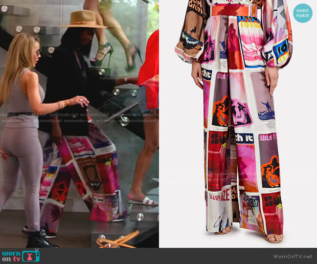 Zimmermann Wavelength Printed Silk Pants worn by Kiki Barth (Kiki Barth) on The Real Housewives of Miami