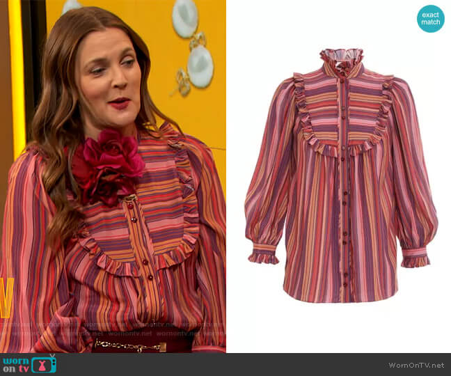 Zimmermann Billow Blouse worn by Drew Barrymore on The Drew Barrymore Show