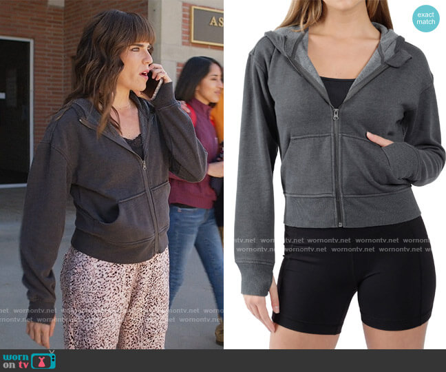 90 Degree by Reflex Stone Washed Full Zip Jacket worn by Marina (Karla Souza) on Home Economics