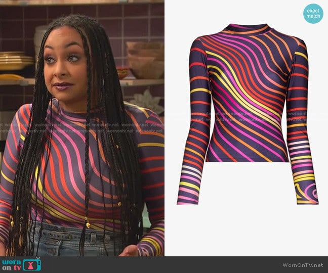 AGR Striped Long Sleeve Top worn by Raven Baxter (Raven-Symoné) on Ravens Home