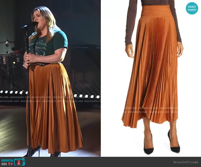 A.L.C. Demi Pleated Skirt worn by Kelly Clarkson on The Kelly Clarkson Show