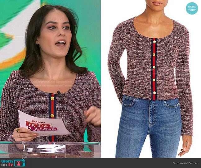Aqua Stretch Tweed Top worn by Donna Farizan on Today