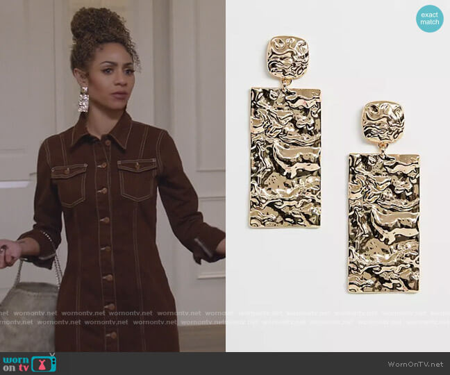 ASOS Earrings with Molten Stud worn by Patience (Chelsea Tavares) on All American
