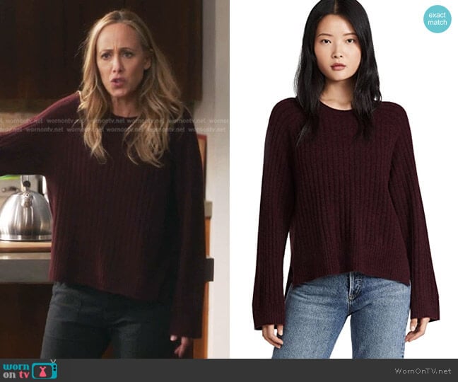 ATM Anthony Thomas Melillo Cashmere Blend Raglan Rib Sweater worn by Teddy Altman (Kim Raver) on Greys Anatomy
