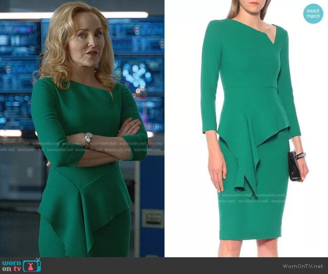 Roland Mouret Abbaye Wool Crepe Midi Dress worn by Marissa Morgan (Geneva Carr) on Bull