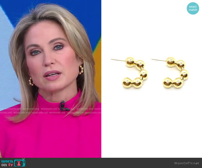 Accessory Concierge Gold Bola Hoops worn by Amy Robach on Good Morning America