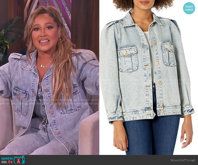 Elliatt Acid Wash Denim Opaline Jacket worn by Adrienne Houghton on The Real