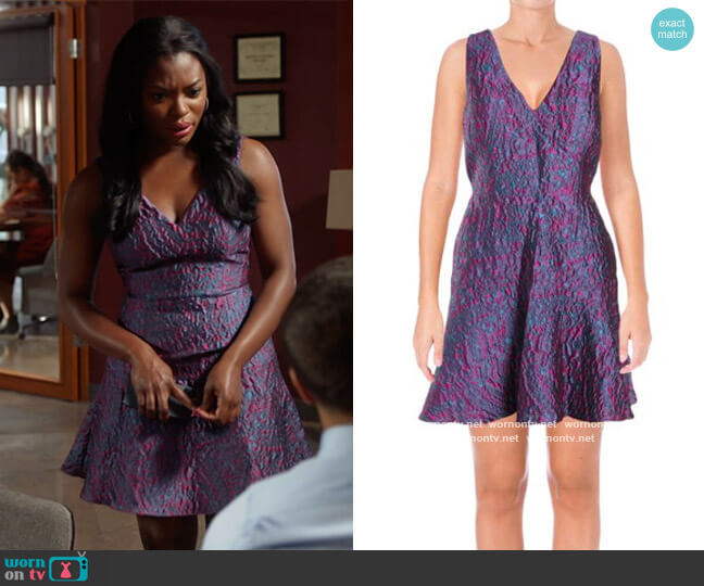 Aidan Mattox Jacquard Cocktain Dress worn by August King (Ebonee Noel) on The Kings of Napa