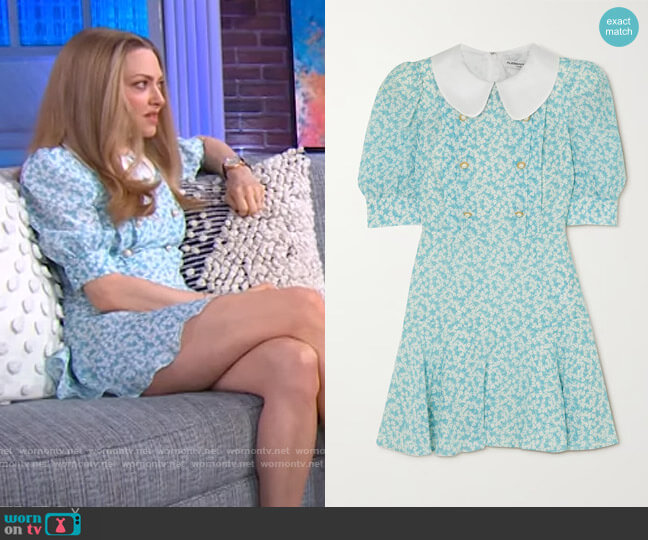 Alessandra Rich Floral-print satin-trimmed silk mini dress worn by Kelly Clarkson on The Kelly Clarkson Show