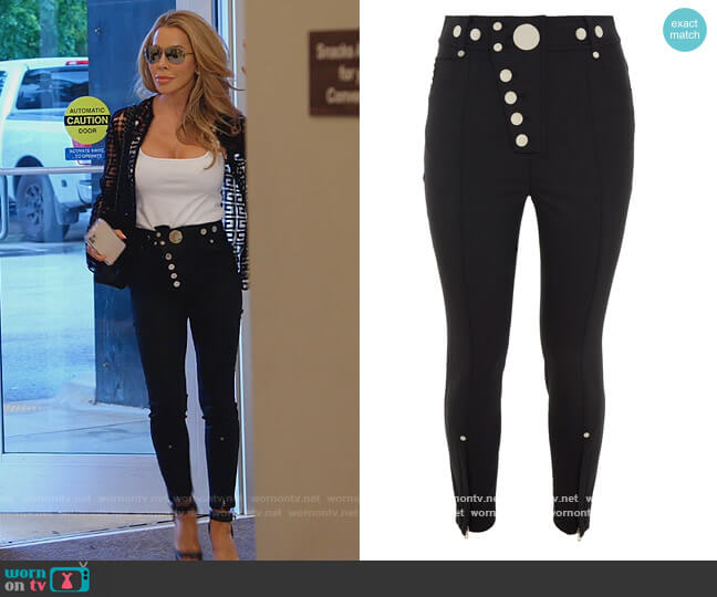 Alexander Wang Button-embellished stretch-twill skinny pants worn by Lisa Hochstein (Lisa Hochstein) on The Real Housewives of Miami