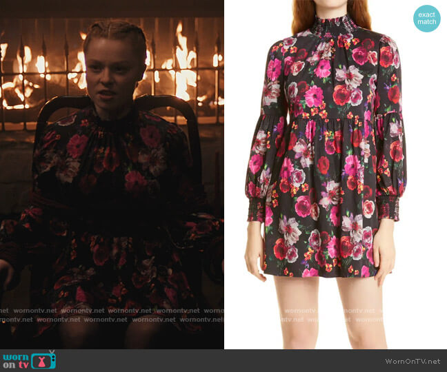 Alice + Olivia Thea Mock Neck Blouson Sleeve Babydoll Dress