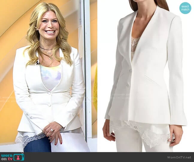 Jonathan Simkhai Allie Crepe Lace Trim Blazer worn by Jill Martin on Today