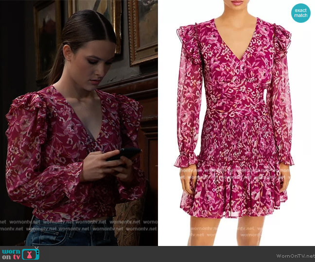 Aqua Floral Print Ruched Top worn by Esme (Avery Kristen Pohl) on General Hospital