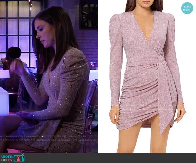 Aqua Metallic Faux Wrap Dress worn by Willow Tait (Katelyn MacMullen) on General Hospital