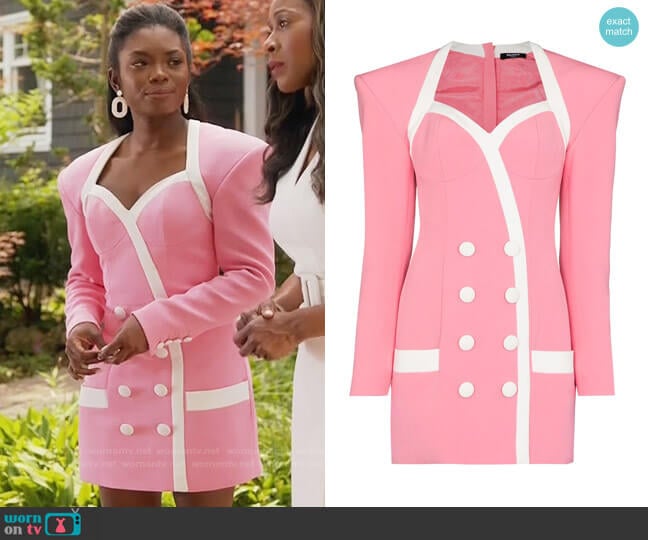 Balmain Double Breasted Blazer Dress worn by August King (Ebonee Noel) on The Kings of Napa