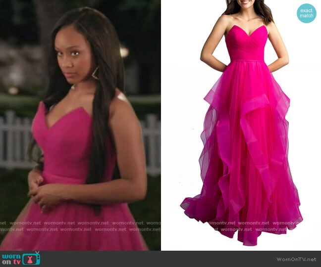 Basix Strapless Cascading Tulle Ball Gown worn by Olivia Lockhart (Katlyn Nichol) on Black-ish