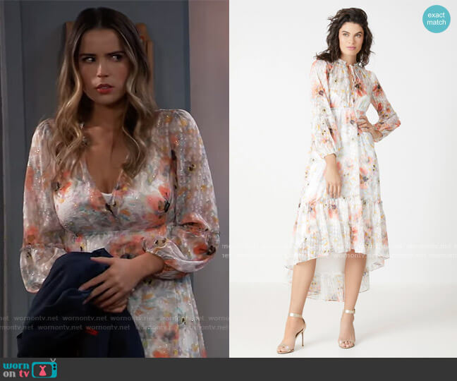 BCBGMAXAZRIA Easton High-Low Dress worn by Sasha Gilmore (Sofia Mattsson) on General Hospital