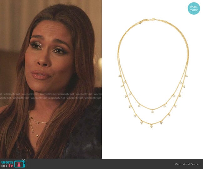 Bonheur Jewelry Marguerite Layered Crystal Necklace worn by Rita (Daniella Alonso) on Dynasty