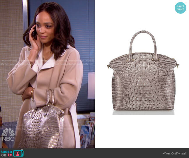 Brahmin Large Duxbury Croc Embossed Leather Satchel worn by Lani Price (Sal Stowers) on Days of our Lives