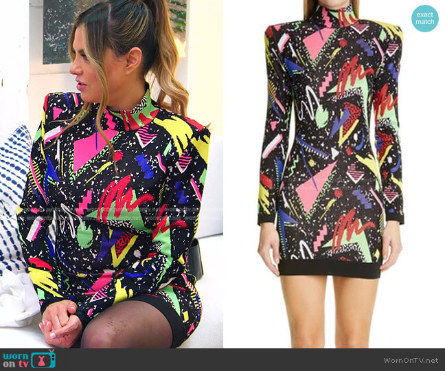 Balmain 80s Jacquard Long Sleeve Mini Sweater Dress worn by Adriana de Moura (Adriana de Moura) on The Real Housewives of Miami