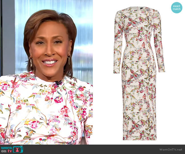 Brandon Maxwell Floral & Leopard Jersey Dress worn by Robin Roberts on Good Morning America