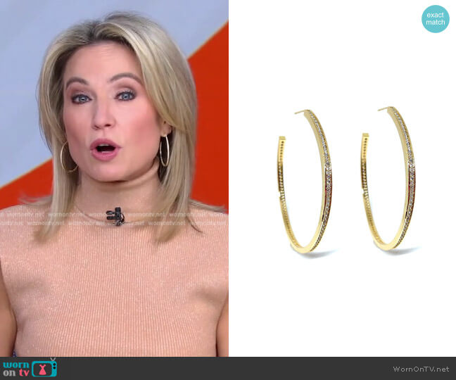 Accessory Concierge CZ Channel Set Hoops worn by Amy Robach on Good Morning America