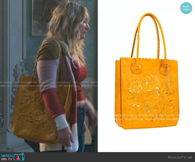Patricia Nash Cavo Tooled Leather Tote worn by Davia (Emma Hunton) on Good Trouble