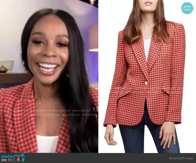 L'Agence Chamberlain Houndstooth Blazer worn by Zuri Hall on Access Hollywood