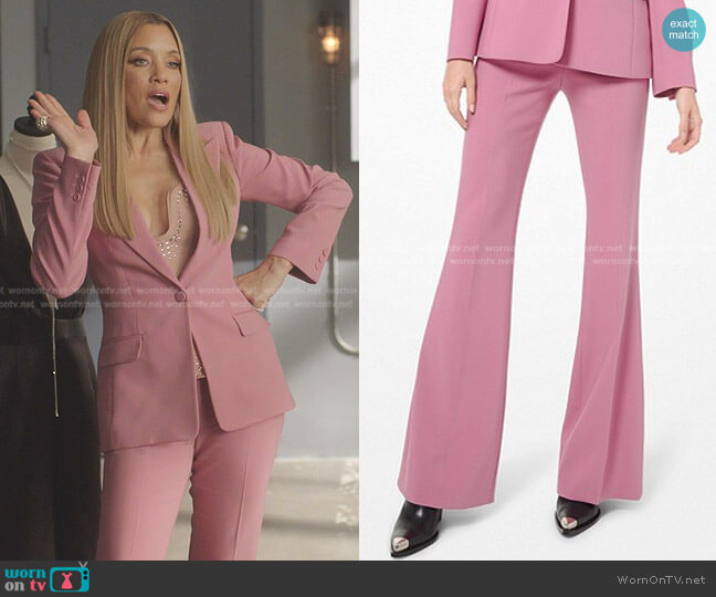 Michael Kors Charlie Stretch Pebble Crepe Flared Pants worn by Dominique Deveraux (Michael Michele) on Dynasty