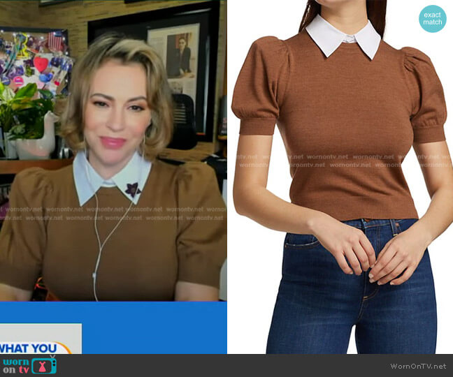 Alice + Olivia Chase Poplin-Trimmed Sweater
