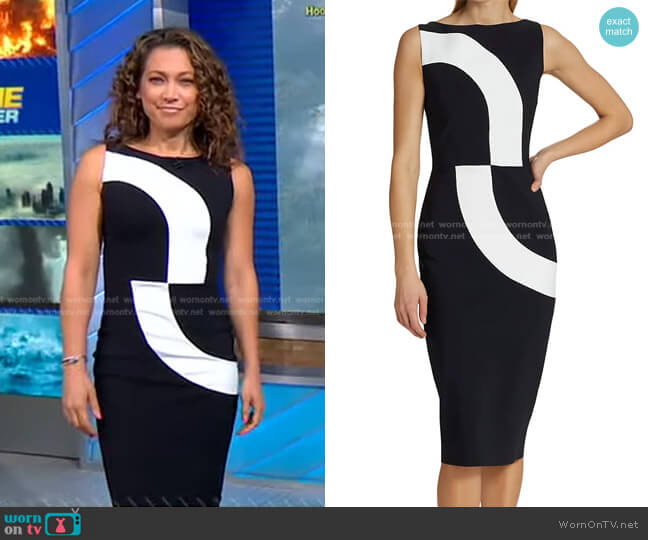 Chiara Boni La Petite Robe Monica Boatneck Cocktail Dress worn by Ginger Zee on Good Morning America