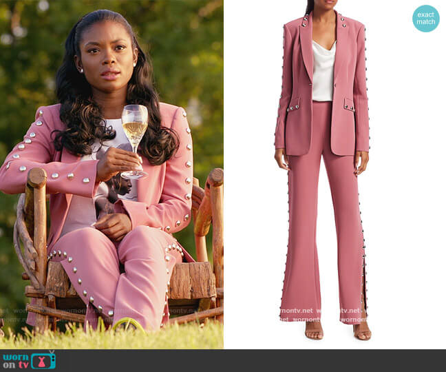 Cinq a Sept Dive Studded Blazer worn by August King (Ebonee Noel) on The Kings of Napa