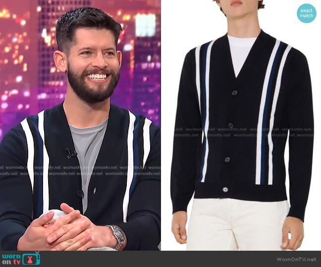 Sandro College Wool Striped Button Cardigan