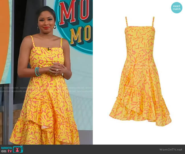 Derek Lam Collective Scribble Dress worn by Alicia Quarles on Good Morning America