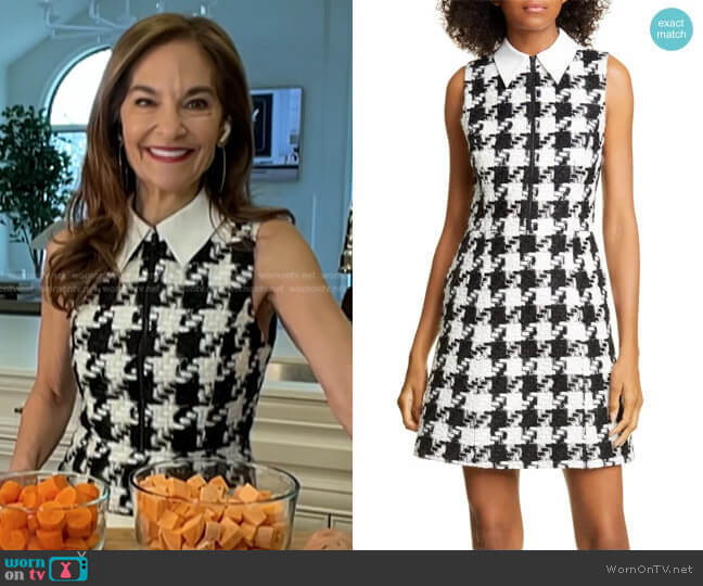Alice + Olivia Ellis Houndstooth Zip Front Sleeveless Dress worn by Joy Bauer on Today