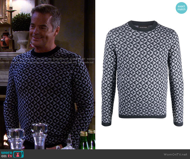 Emporio Armani Patterned Crew Neck Jumper