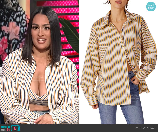 Favorite Daughter Ex-Boyfriend Stripe Oversized Button-Up Shirt
