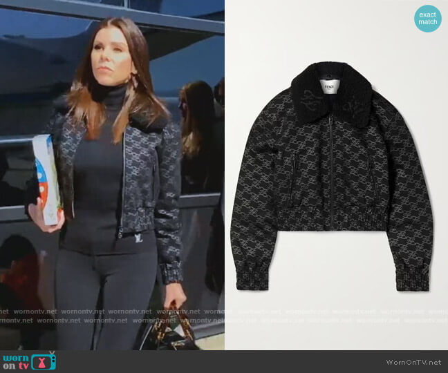 Fendi Cropped shearling-trimmed cotton-blend twill jacket worn by Heather Dubrow on The Real Housewives of Orange County