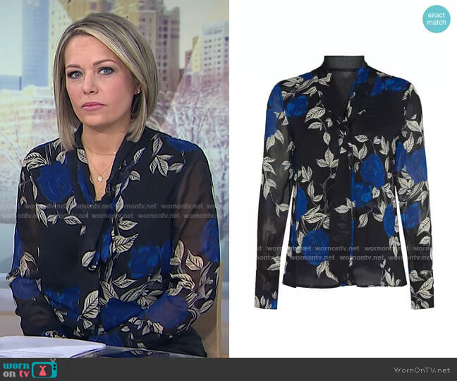 Jason Wu Floral Tie Neck Blouse worn by Dylan Dreyer on Today