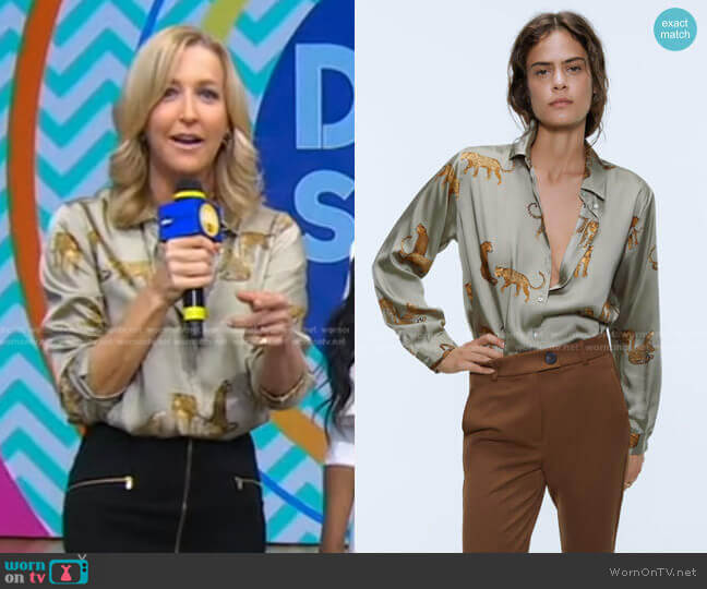 Zara Flowy Printed Shirt worn by Lara Spencer on Good Morning America