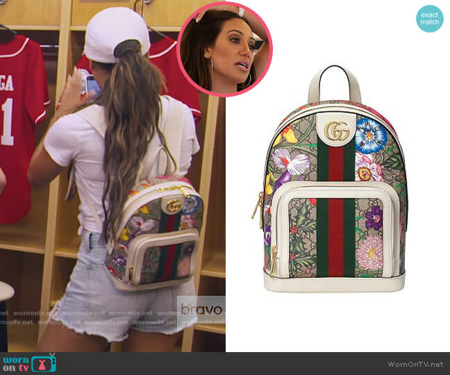 Gucci Ophidia GG Flora Small Backpack worn by Melissa Gorga on The Real Housewives of New Jersey