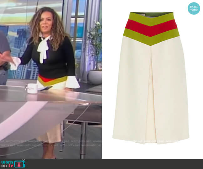 Gucci Web silk and wool midi skirt worn by Sunny Hostin on The View