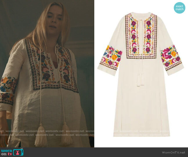 Gucci Floral Embroidered Kaftan worn by Villanelle (Jodie Comer) on Killing Eve