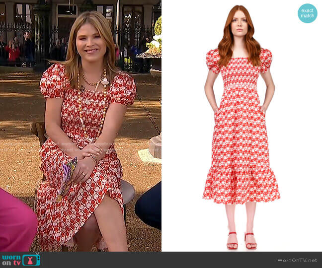 HVN Cotton Smocked Fromer Dress worn by Jenna Bush Hager on Today