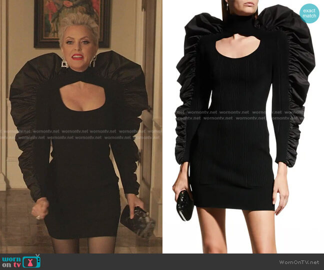 Herve Leger Ruffle Cutout Mini Dress worn by Alexis Carrington (Elaine Hendrix) on Dynasty