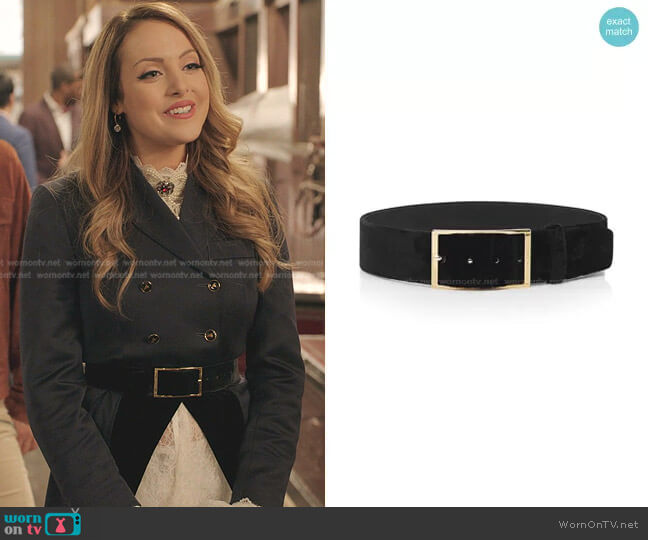 Elie Saab High Waist Velvet Belt worn by Fallon Carrington (Elizabeth Gillies) on Dynasty